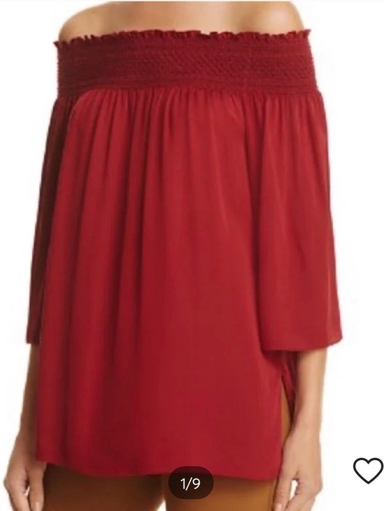 Theory Tops - Theory Smocked Red off the shoulder 100% silk